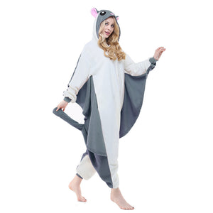 NEWCOSPLAY Unisex Adult Flying Squirrel Cosplay Onesie Pajamas- Plush One Piece Costume