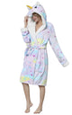 NEWCOSPLAY Unisex Adult Sherpa Bathrobe Unicorn Cosplay Robe Hooded Sleepwear